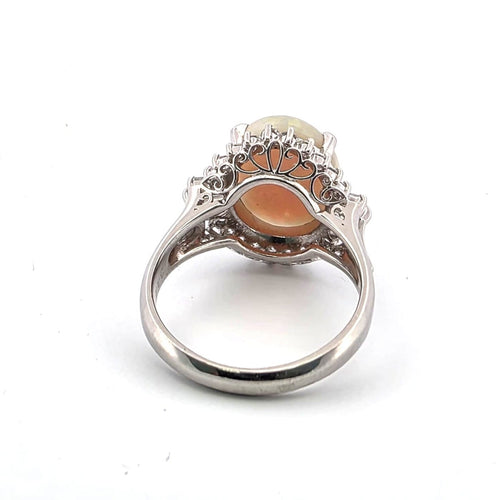 Bague 52 Bague en platine avec opale d’Éthiopie et diamants 58 Facettes 1607/C SHD 45/25