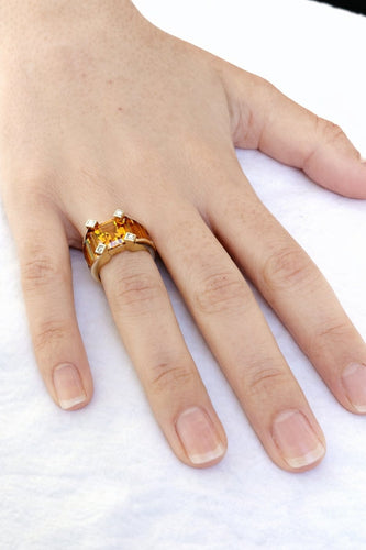 Bague 54 Bague en or jaune 18 carats à citrines et diamants 58 Facettes id: 1751039