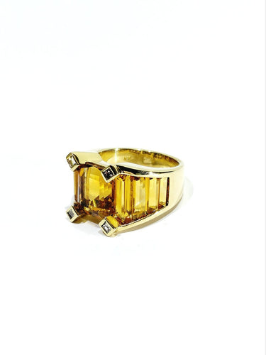 Bague 54 Bague en or jaune 18 carats à citrines et diamants 58 Facettes id: 1751039