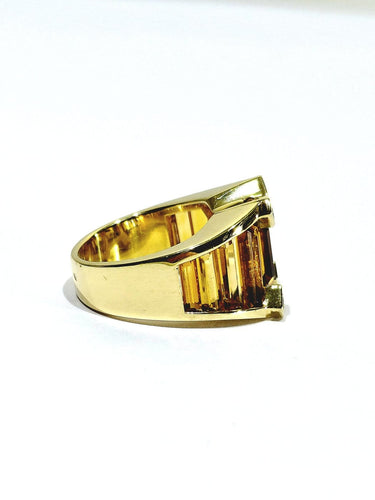 Bague 54 Bague en or jaune 18 carats à citrines et diamants 58 Facettes id: 1751039