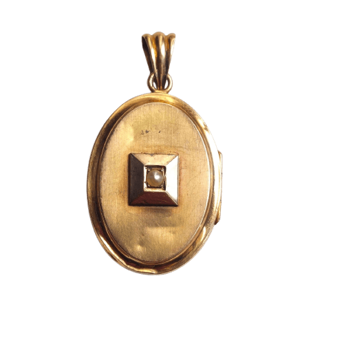Pendentif Pendentif médaillon porte-souvenir XIXe siècle en or 18k et perle 58 Facettes 254