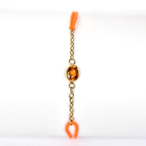 Bracelet Bracelet Solo - Bracelet en or jaune 18k avec grenat mandarin 58 Facettes bracelet-solo-orange