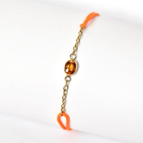 Bracelet Bracelet Solo - Bracelet en or jaune 18k avec grenat mandarin 58 Facettes bracelet-solo-orange