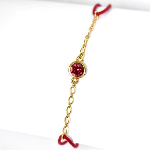 Bracelet Bracelet Solo rouge en or jaune 18k et grenat rhodolite 58 Facettes Barecelet-solo-rouge