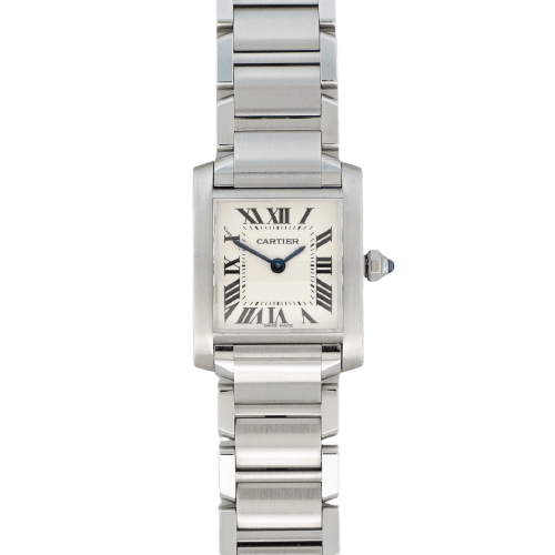 Montre Cartier Tank Française - Montre quartz en acier, cadran romain ivoire 58 Facettes 518