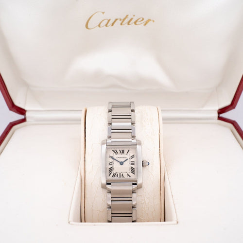 Montre Cartier Tank Française - Montre quartz en acier, cadran romain ivoire 58 Facettes 518