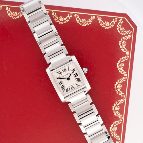 Montre Cartier Tank Française - Montre quartz en acier, cadran romain ivoire 58 Facettes 518