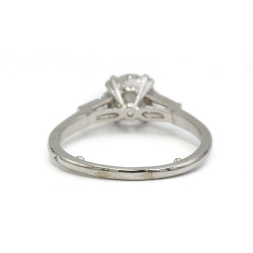 Bague 55 Solitaire accompagné - Bague en platine 950 et diamants 58 Facettes 260073R