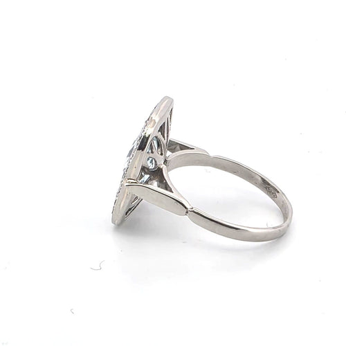 Bague 51 Bague - en or blanc avec aigue-marine et diamants 58 Facettes 103/26 H