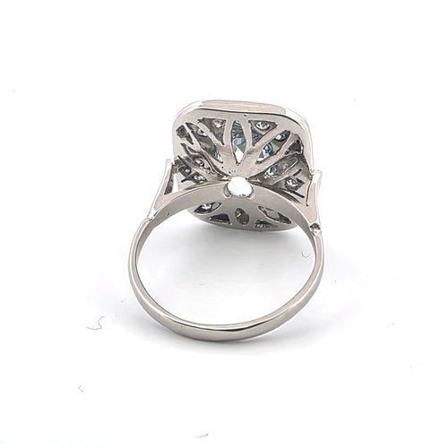 Bague 51 Bague - en or blanc avec aigue-marine et diamants 58 Facettes 103/26 H
