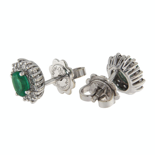 Boucles d'oreilles Boucles d’oreilles - En or blanc 18 ct avec émeraudes et diamants 0,30 ct 58 Facettes G3931