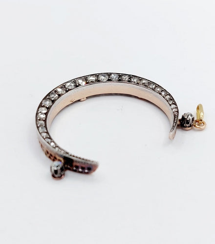 Pendentif Pendentif victorien croissant de lune en or rose 18k, argent et diamants 58 Facettes A07057