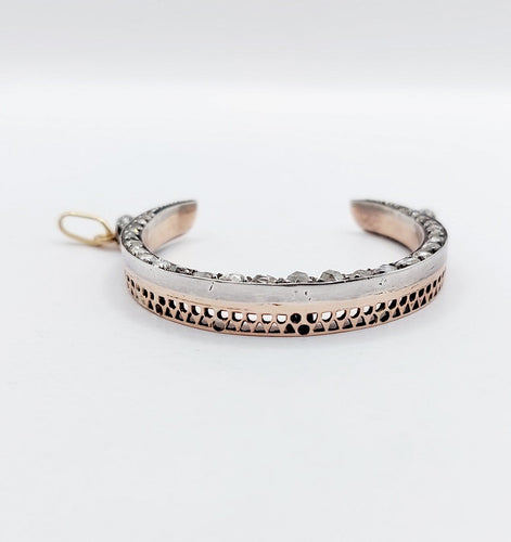 Pendentif Pendentif victorien croissant de lune en or rose 18k, argent et diamants 58 Facettes A07057
