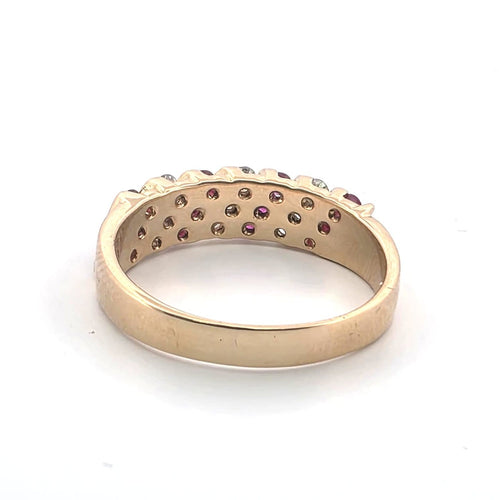 Bague 60 Bague en or jaune 18 ct avec rubis et diamants 58 Facettes 223/263 H SHD