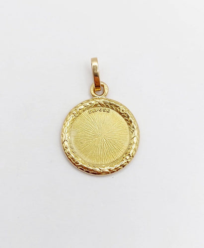 Pendentif Augis - Pendentif médaille d’amour en or jaune 18k, diamant et rubis 58 Facettes A07069