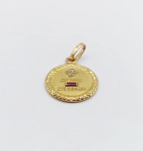 Pendentif Augis - Pendentif médaille d’amour en or jaune 18k, diamant et rubis 58 Facettes A07069