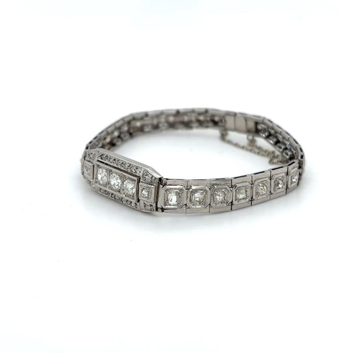 Bracelet Bracelet Art Déco en platine 950 et diamants anciens 58 Facettes BO-16