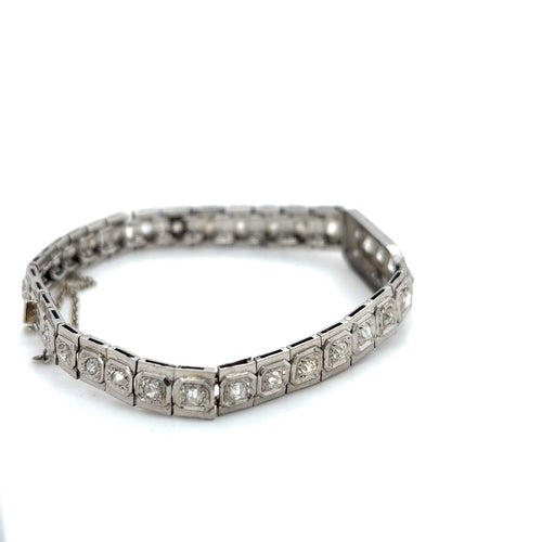 Bracelet Bracelet Art Déco en platine 950 et diamants anciens 58 Facettes BO-16