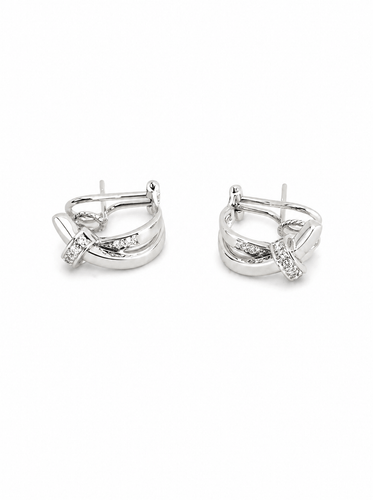 Boucles d'oreilles Boucles d’oreilles style lien pavées de diamants en or gris 18k 58 Facettes LP1885/MNNNB