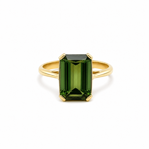 Bague 54 Infinity Green - Bague solitaire en or jaune 18k et tourmaline verte 58 Facettes 50459