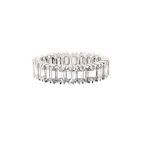 Bague 52 Bague alliance tour complet, platine et diamants taille émeraude. 58 Facettes 35594
