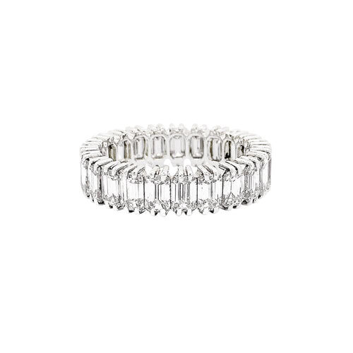 Bague 52 Bague alliance tour complet, platine et diamants taille émeraude. 58 Facettes 35594