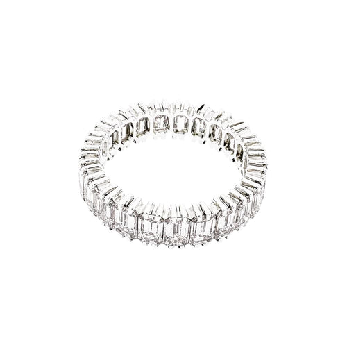 Bague 52 Bague alliance tour complet, platine et diamants taille émeraude. 58 Facettes 35594