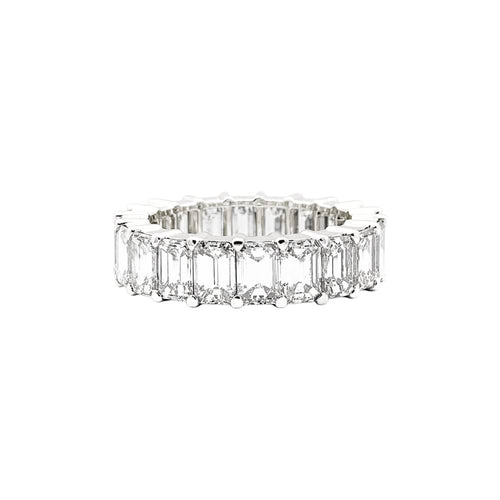 Bague 50 Bague alliance tour complet en or blanc, diamants taille émeraude. 58 Facettes 35555