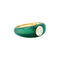 Bague 47 Bague jonc bombée en or jaune, chrysoprase et diamant 58 Facettes 35610
