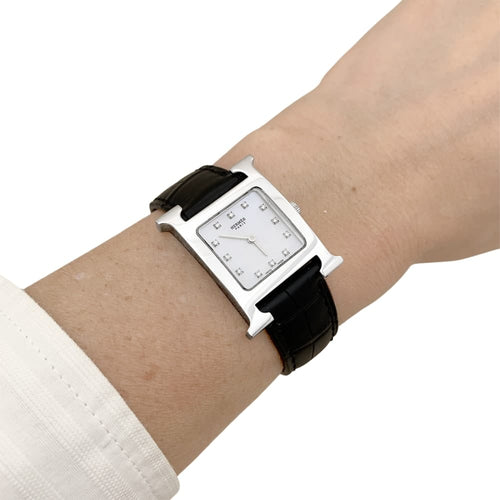 Montre Montre Femme Hermès, "Heure H", acier, nacre et diamants. 58 Facettes 35581