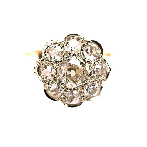 Bague 56 Bague marguerite diamants taille ancienne en or jaune 18K 58 Facettes LMB-347