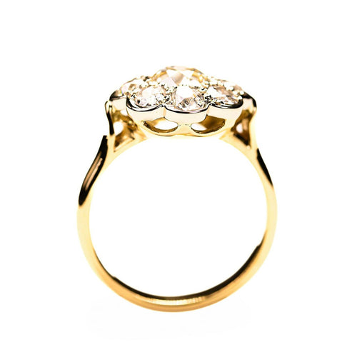 Bague 56 Bague marguerite diamants taille ancienne en or jaune 18K 58 Facettes LMB-347