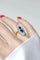 Bague 51 Bague marquise en or jaune 18 kt et platine, saphirs de Ceylan et diamants 58 Facettes