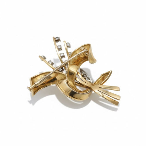 Broche Broche en or jaune et platine sertie de diamants (1,05 ct) 58 Facettes 1.0001314/2