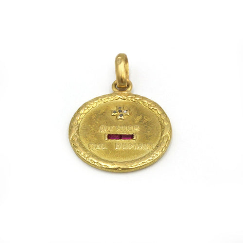 Pendentif AUGIS - Médaille d'amour en or jaune 750‰ et rubis 58 Facettes 250347R