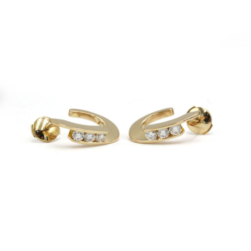 Boucles d'oreilles Boucles d'oreilles demi-créoles en or jaune 750‰ et diamants 58 Facettes 260119R