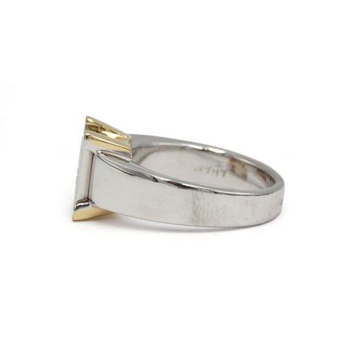 Bague 54.5 Bague en or blanc et jaune 750 sertie de 4 diamants princesse 58 Facettes 260124R