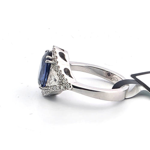 Bague 54 Bague en platine avec saphir Ceylan et diamants 58 Facettes 296/26 E