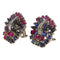Boucles d'oreilles Boucles d'oreilles fleur en or blanc 18 kt avec diamants, rubis et saphirs 58 Facettes G3936