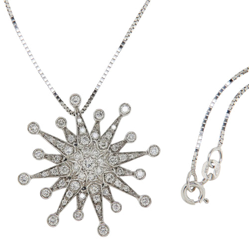 Collier Collier - Pendentif étoile en or blanc 18 kt et diamants 0,78 ct 58 Facettes G3935