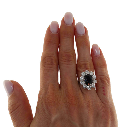 Bague 55 Bague en or blanc 18 kt avec saphir 2,50 ct et diamants 58 Facettes G3933