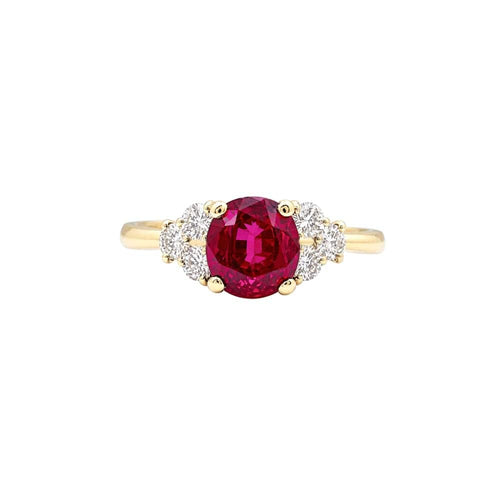 Bague 50 Bague or jaune, rubis et diamants. 58 Facettes 35599