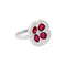 Bague 54 Bague "Fleur", or blanc, rubis synthétiques et diamants. 58 Facettes 35614