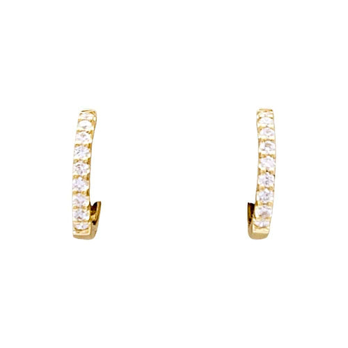 Boucles d'oreilles Paire de petites créoles en or jaune, diamants. 58 Facettes 35467