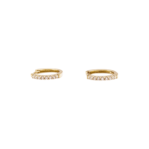 Boucles d'oreilles Paire de petites créoles en or jaune, diamants. 58 Facettes 35467