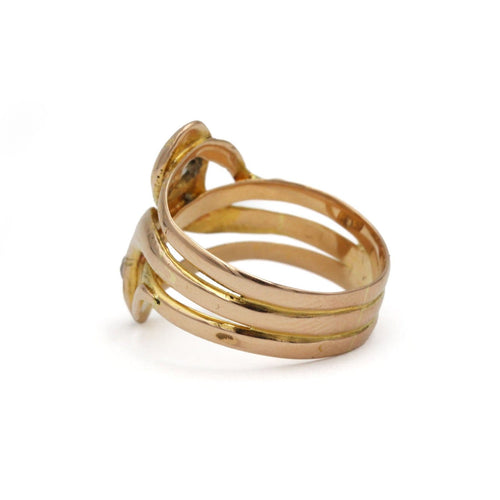 Bague 54 Bague serpents entrelacés ancienne en or jaune 18K et diamants 58 Facettes 1341