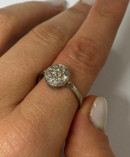 Bague 59 Bague victorienne cluster en or blanc 18 carats et diamants 58 Facettes Bague-0015