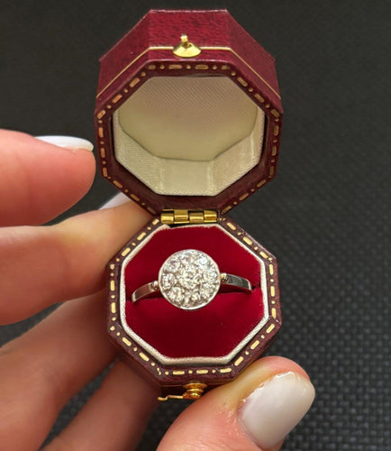 Bague 59 Bague victorienne cluster en or blanc 18 carats et diamants 58 Facettes Bague-0015