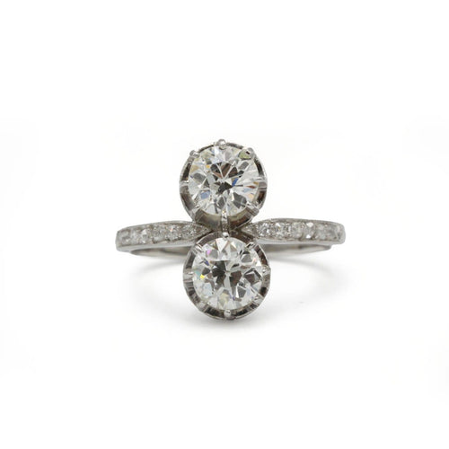 Bague 54 Bague toi et moi Art déco en platine, deux diamants env. 1,70 ct 58 Facettes 1349
