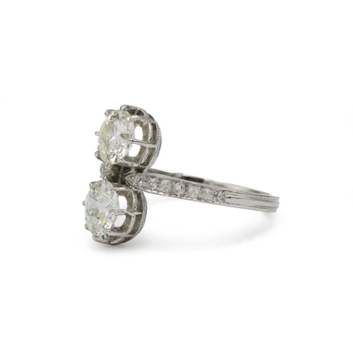 Bague 54 Bague toi et moi Art déco en platine, deux diamants env. 1,70 ct 58 Facettes 1349